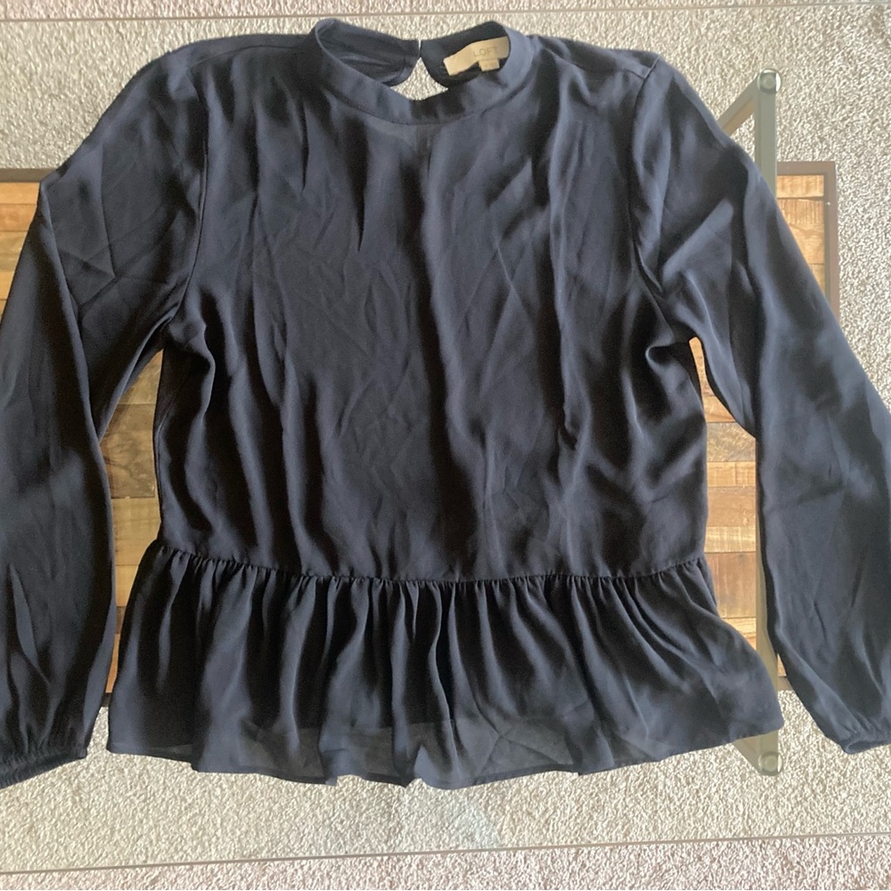 LOFT Mixed Media Peplum Top